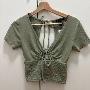 Women's Olive Green Ribbed Crop Top